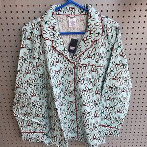 Lands' End Women's Long Sleeve Print Flannel Pajama Top, NWT